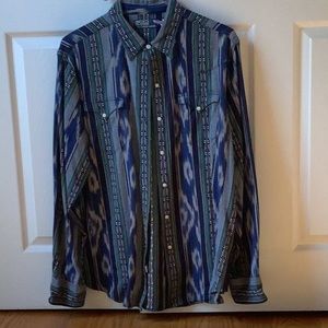 Men’s Polo by Ralph Lauren western inspired snap button down shirt size L